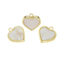 Heart Charm With White Mother Of Pearl,Gold Heart charm ,Dainty Heart charm,Heart Charm Gift For Her, CPG015