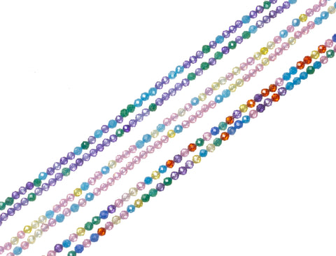 4mm  Faceted Round AAA Zircon Beads,Zircon Faceted Round Beads,3 Different Combinations Of Colorful Sparkly Round Beads.RE10-11-12