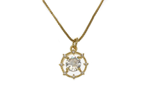 18k Gold Circle Shape Charm With CZ,Round Disc CZ Charm,Dainty Super Sparkly Charm,CPG2496