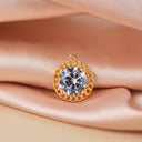 Gold Disc Charm With One Large CZ In The Middle Used For Making Necklace Or Earring,CPG360