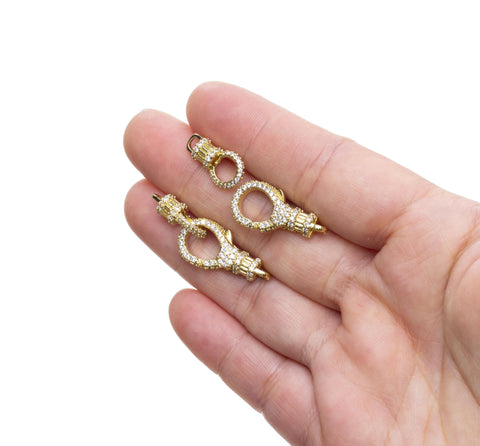 Gold Pave Connector Clasp,Large Pave CZ Gold Clasp,Two Part Clasp For Necklace Or Bracelet,Connector Clasp For Jewelry making,CLG248