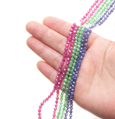 4mm Micro Faceted  Round AAA Zircon Beads,Round Zircon Faceted  Beads,3 Different Colors Of Sparkly Round Beads.E1-E2-E7