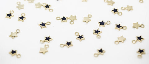 5 pcs of Gold Enamel Stars black, white, light yellow, turquoise, hot pink, baby pink, red, navy blue 5 pcs, 10 pcs, 50 pcs WHOLESALE CPG570