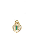 Dainty Love charm set with cz and opal,Minimalist Gold Heart Charm,Pave Heart Charm,CP299