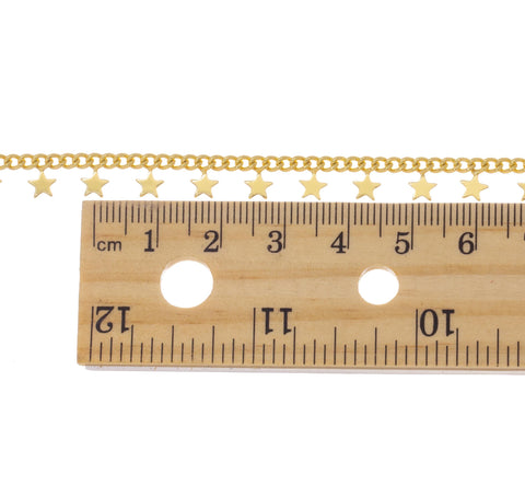 Gold Star Curb Link Chain,Star Gold Chain For Jewelry Making,Star Curb Link Gold Chain,Shiny Gold Star Chain,CHG0072