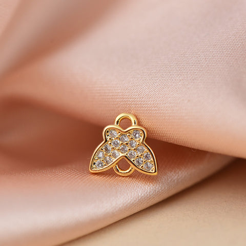 Butterfly Charm, Gold Tiny Butterfly Connector Charm Micro Pave With CZ  MP1-10065