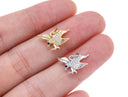 Gold And Silver Eagle Charm,Small CZ Pave Eagle Charm,Eagle Charm For Jewelry Making,CZ Eagle Charm,CPG-CPS1487