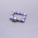 Navy Blue/Gold Enamel 15x19mm Rectangle Candy Cane Carabiner lock, Screw Clasp, Screw on Clasp, CLG090