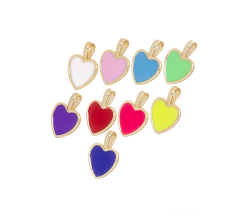 Dainty Gold Heart Charm,Shiny Small Enamel Heart Charm For Jewelry Making,Valentine's Day Heart Charm For A Friend,Gift For Mom,CPG818