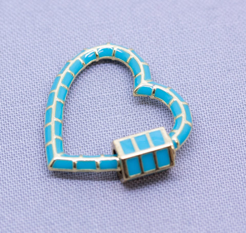 Turquoise enamel Carabiner Lock, 1pcs or 10 pcs, WHOLESALE
