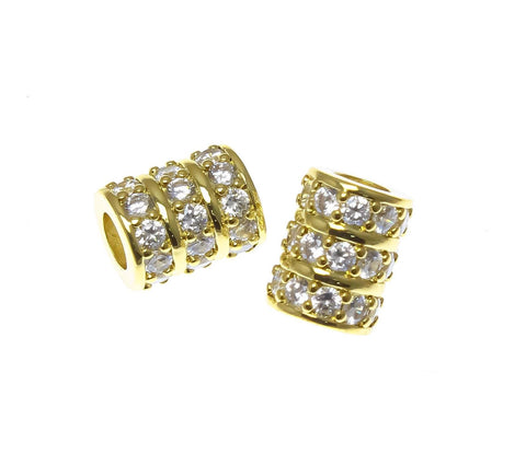18k Gold Spacer With CZ, Disc CZ Gold Spacer or Slider, 2 Different Size Round Spacers, 9mm,3mm, SPG082,SPG083