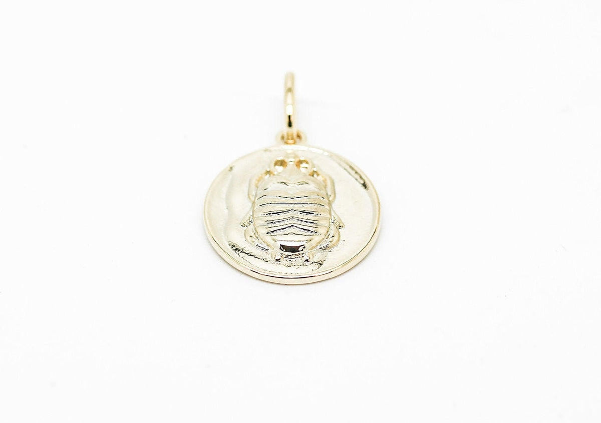 Gold Enclaved Scarab Coin Pendant, WHOLESALE,CPG286