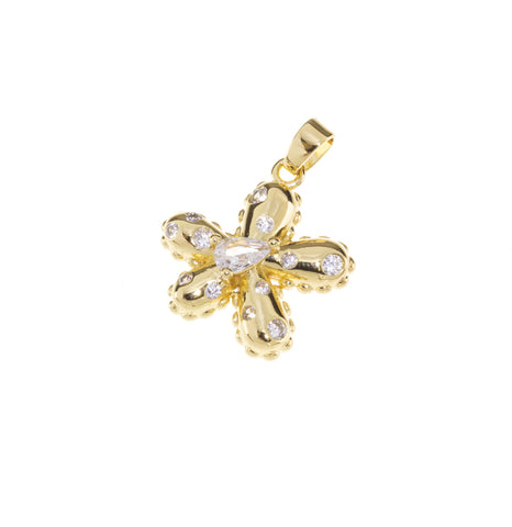 Dainty Gold Pave Flower Charm,CZ Pave Flower Charm,Daisy Flower Charm,Gold Flower Pendant With CZ,1 pc,5 pcs Or 10pcs,WHOLESALE,CPG304