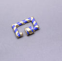 Navy Blue/Gold Enamel 15x19mm Rectangle Candy Cane Carabiner lock, Screw Clasp, Screw on Clasp, CLG090
