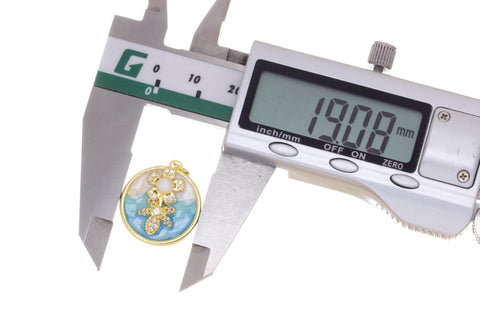 Disc Flower Charm With CZ,Gold Flower Enamel Coin Charm, Tag Flower Pave Charm,Flower Charm For Arts Crafts And Jewelry Making,CPG2454