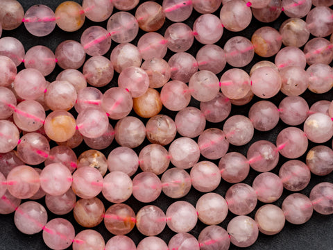 Madagascar Rose Quartz Round Beads, 6mm, 8mm, 10mm, 12mm, full strand, heart chakra, love and partnership, 6R011, 8R15, 10R09, 12R03