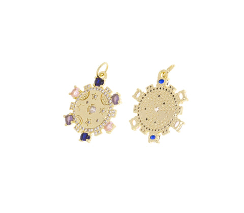 Gold  Star CZ Pendant,Star Gold Multi Color CZ Charm,Gold Celestial Star Necklace Charm,Jewelry Making Supply,CPG761