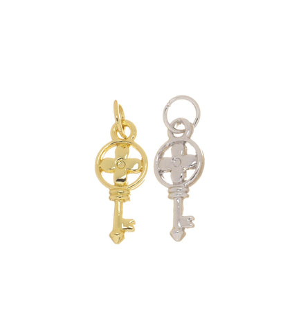 Gold or Silver Key Charm,key charm, key pendant, Shiny Key Charm For Jewelry Making, key to your heart, gift for her, CPG1654, CPS1654
