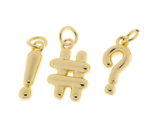 exclamation Mark Charm,Hashtag Symbol Charm,Question Mark Charm,Small Hashtag Gold Sign,Dainty Symbol Signs,CPG1162,CPG1163-CPG1164
