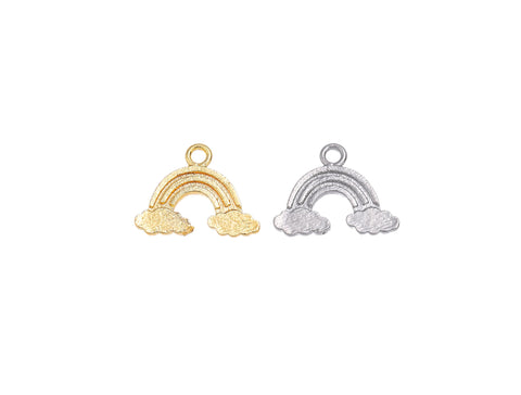 Gold or Silver, Rainbow Pendant, 18k Gold Plated Dainty Silver Rainbow Charm Bracelet Necklace for Jewelry Making Supply, CPG1204, CPS1204