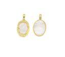Oval Shape Gold Mounting With White Mother Of Pearl,Oval Gold MOP Charm ,Dainty Oval Mother Of Pearl charm,CPG714