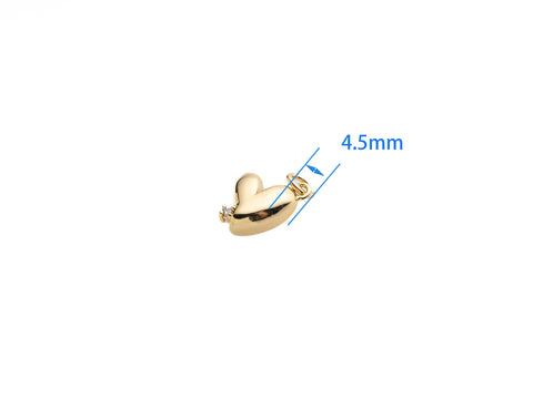 Gold Puffy Heart Charm, set with cz, Puffy Elongated Heart with cz embellishment, 8mm, Puffy Heart Cz Pendant, Cz heart charm, CPG1018
