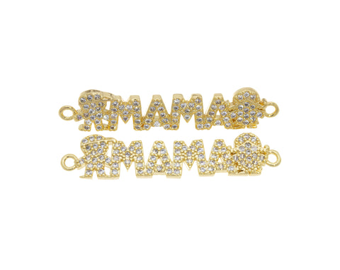 Boy And Girl With MAMA Charm For Bracelet,Gold Mama And Boy Girl Connector Charm,Mother’s Day Gift,Mama And Kids Pave CZ Charm,CNG046