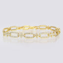 High Quality Fine‑Cut Cubic Zirconia Link Bracelet with Adjustable Length display in a circle .