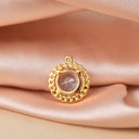 Gold Disc Charm With One Large CZ In The Middle Used For Making Necklace Or Earring,CPG360