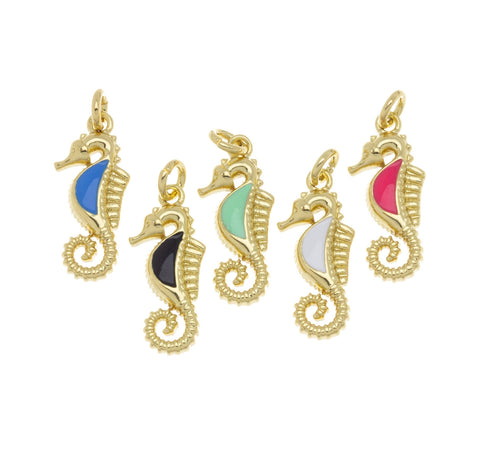 Dainty Seahorse Charm,Little Seahorse charm for necklace,Gold Seahorse Charm For Bracelet and earrings,1 pc,5pcs or 10 pcs,WHOLESALE,CPG490