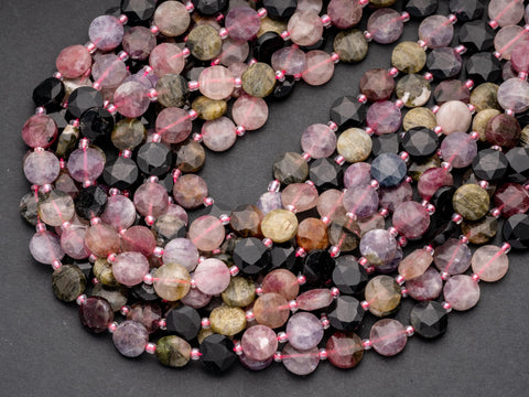 Watermelon Tourmaline Star Cut Disc Beads, 10mm disc, Natural Flower Amazonite beads, Flower Amazonite Stone, Full Strand, DS011