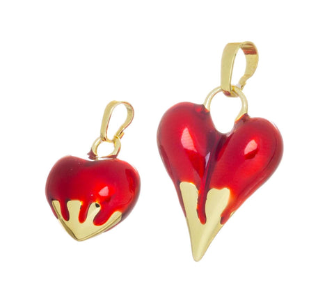 Puff Heart Charm For Valentine's Day,Shiny Puff Red Heart Charm For Jewelry Making,Gold And Red Valentine's Day Heart Charm ,CPG1737-1738