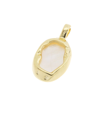 Oval Shape Gold Mounting With White Mother Of Pearl,Oval Gold MOP Charm ,Dainty Oval Mother Of Pearl charm,CPG714