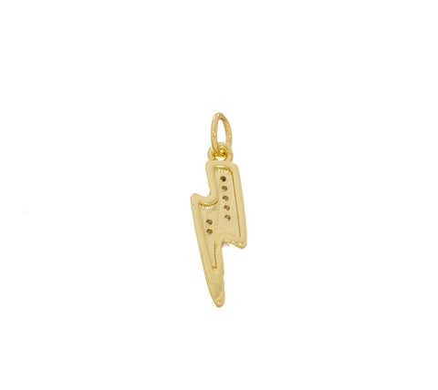 Lightning Bolt Gold Charm,Enamel Lightning Bolt Charm With CZ,Pave Lightning Bolt Pendant,CPG821