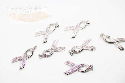 Breast Cancer Awareness  Ribbon Pendant Charm,Pink Ribbon Charm,CPS269