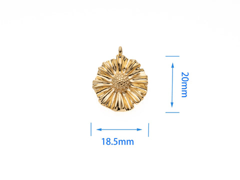 Gold Sunflower Daisy Medallion Pendant, Summer Garden Inspired, Daisy Flower Pendant, 18.5mm, string though pendant,no need jumpring,CPG2100