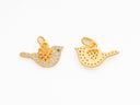 Gold Dove cz Charm, Peace Symbol Jewelry, Dove Sparkly bird charm, dove jewelry for love ones, 15mm, CPG2005
