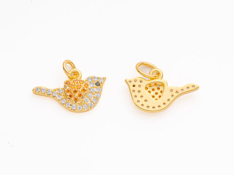 Gold Dove cz Charm, Peace Symbol Jewelry, Dove Sparkly bird charm, dove jewelry for love ones, 15mm, CPG2005