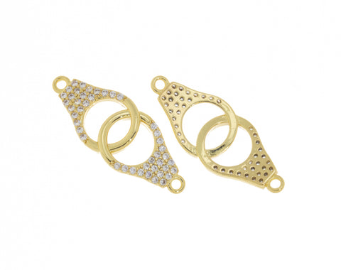 Handcuff Bracelet Connector Charm,Gold Handcuff CZ Connector Charm,Pave Hand cuff  For Jewelry Making,CNG053