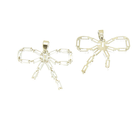 18k Dainty Gold Ribbon Bow Tie Charm, CZ Ribbon Charm, Timeless CZ Ribbon Bow Tie Charm For Jewelry, CPG2266,CPS2266