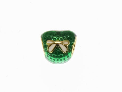 18k Gold Plated Red or Green Spacer, Cute Heart With Ribbon Detail, Coquette Heart, Heart Slider, Romantic Heart Charm or Pendant, SPG098