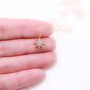 Gold or Silver Starburst cz 12x10mm Charm, Starburst cz Pendant, Great for Layering, CPG397,CPS397