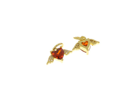 18K Gold Plated CZ Winged Heart, Soaring Love, Super Sparkly Heart Charm, Tiny Heart Charm, CPG2469