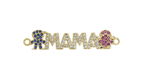Baby Boy And Girl MAMA Charm For Bracelet,Gold Mama And Boy Girl Connector Charm,Mother’s Day Gift,Mama And Kids Pave CZ Charm,CNG044