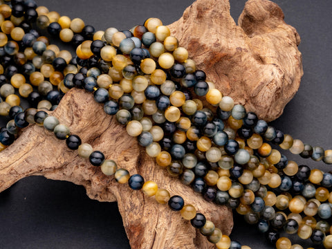 Galaxy Golden Blue Tiger eye Round Beads, 6mm, 8mm, 10mm, full strand, Protection, Courage and Strength 6R019, 8R24, 10R17