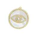 Gold Evil Eye Pendant,Large MOP Evil Eye Pendant With CZ,Mother Of Pearl Evil Eye Pendant,CPG602