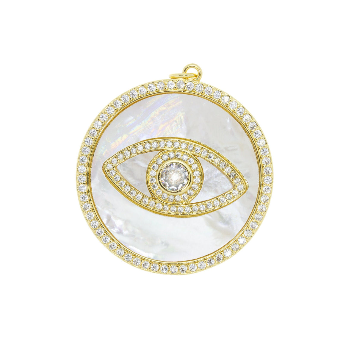 Gold Evil Eye Pendant,Large MOP Evil Eye Pendant With CZ,Mother Of Pearl Evil Eye Pendant,CPG602