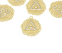 Gold,Silver Evil Eye Medallion Coin Pendant, Triangle evil eye pendant, 18mm, radiant evil eye pendant, 1 pc or 10 pcs, WHOLESALE, CPG109