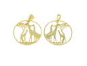 Giraffe Pendant Under African baobab Tree ,Large Giraffe Gold Charm,African Safari Giraffe Charm,CPG592