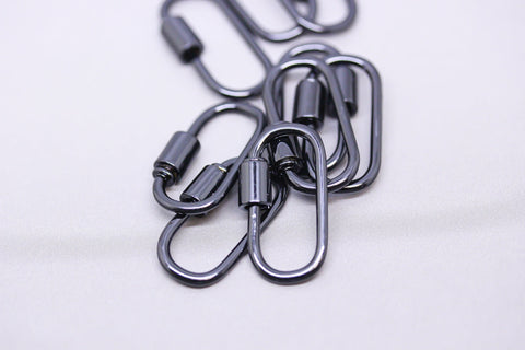 Black Large U Shape Screw Clasp, 25x14mm, Painted Carabiner Clasp, Painted Lacquer Clasp, Oval Screw Clasp, 1 pc or 10 pcs, WHOLESALE